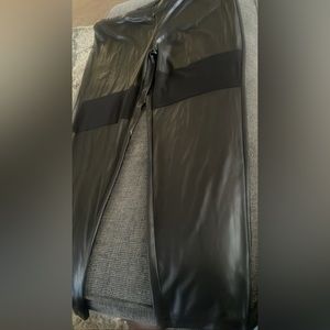 Faux leather leggings with mesh panels